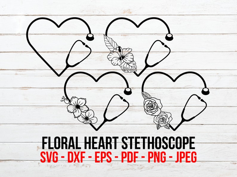 Download Nurse Dxf Nursing Svg Cut File Cricut Floral Stethoscope Heart Svg Jpg Png Silhouette Flower Heart Stethoscope Monogram Svg Clip Art Art Collectibles