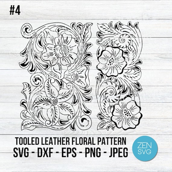 Western Tooled Leather Svg, Tooling Floral Pattern Svg