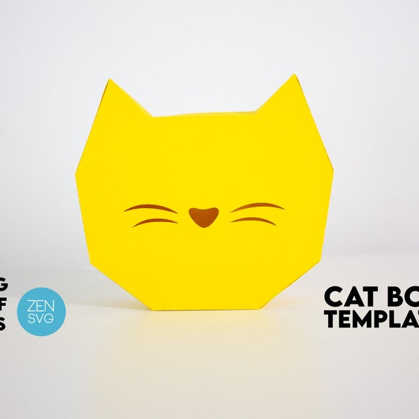 Cat Box Template Svg Cut Files, Cat Shaped Favor Box Template, Cute Cat Favor Box, Birthday Box Cut File, Kids Candy Favor Box Cat Shaped