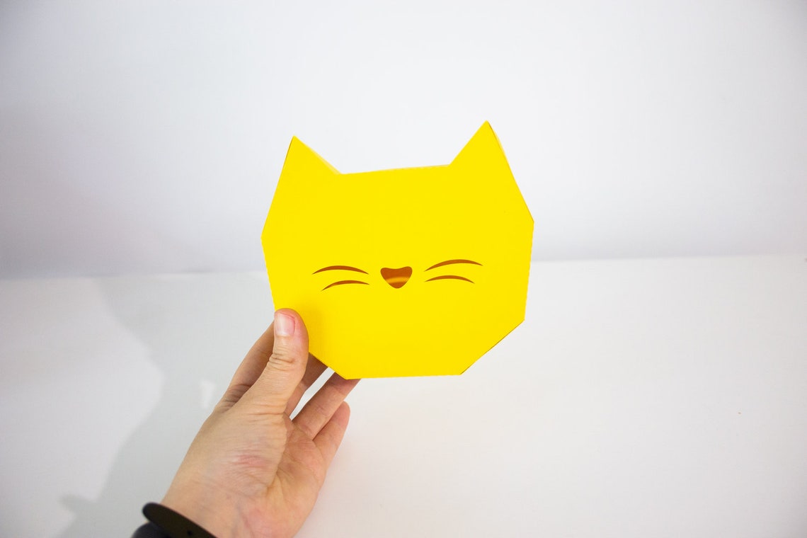 Cat Box Template Svg Cut Files Cat Shaped Favor Box Template Etsy