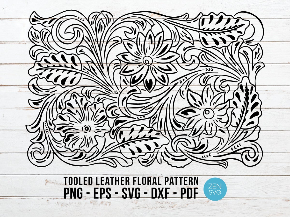 Tooled Leather Svg Floral Pattern Svg Western Floral Etsy