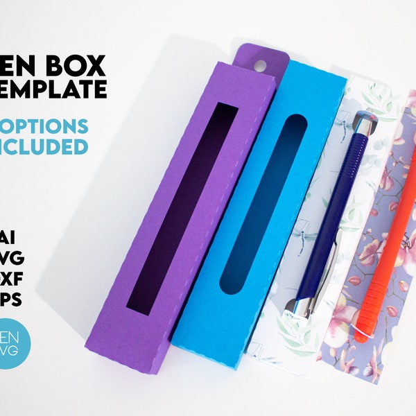 Pen Box Template Cut Files, Epoxy Pen Holder Svg, DIY Pen Display Box, Pen Display Card, Diy Glitter Pen Box Dxf, Pen Holder Template