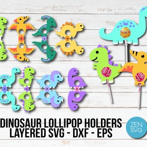 Dinosaur Lollipop Holder SVG, Dino Sucket Holder Svg Bundle, Dino Lolly Holder Svg, Cute Dinosaur Candy Holder, Kids Candy Crafts Cut File