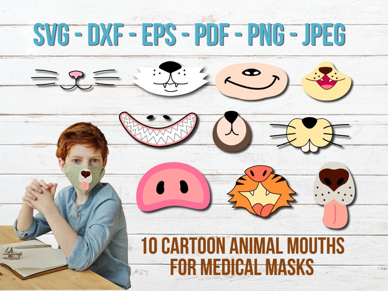 Download Face Mask SVG Animal Mouth Smiling Cartoon Animal Mouths ...
