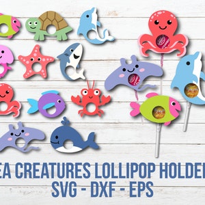 Zeedieren Lollipop Houder SVG, Oceaan Dieren Snoep Houder Svg, Schattige Zeedieren Snoep Houder, Onderwater Kids Crafts Cut File, Sea Party