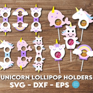 Unicorn Lollipop Holder SVG, Layered Lollipop Holder Cut File, Unicorn Candy Holder Svg, Narwhal Sucker Holder, Kids Treats Svg Cut File