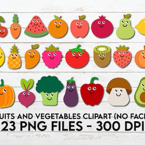 Kawaii Obst Clipart Bundle, Smiling Obst und Gemüse PNG, Süßes Obst Clipart, Süßes Gemüse Png, Einfache Sommer Obst Clipart