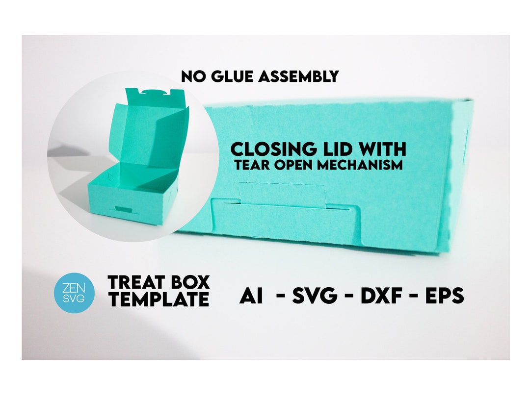 Tear Open Box Template Cut File, Party Favor Box No Glue Assembly ...