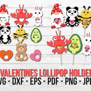 Valentine Lollipop Holder SVG, Valentines Day Lollipop Holder Cut File, Candy Holder Svg, Funny Valentine Candy Holder, Kids Crafts Cut File image 1