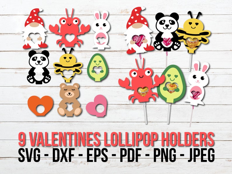 Valentine Lollipop Holder SVG, Valentines Day Lollipop Holder Cut File, Candy Holder Svg, Funny Valentine Candy Holder, Kids Crafts Cut File image 1