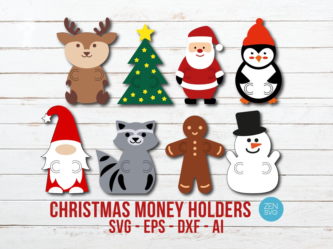 Christmas Money Holders SVG Bundle Layered Paper Cash Holder Etsy