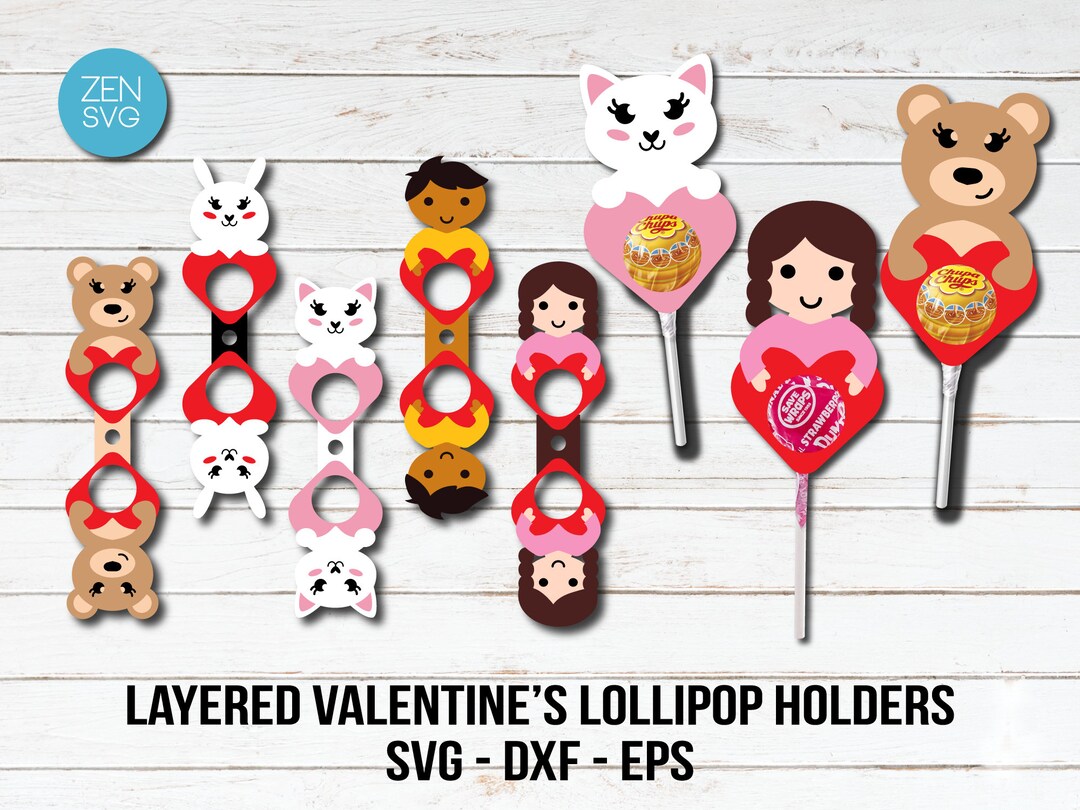 Valentines Day Candy Holder Cut File, Layered Valentine Lollipop Holder ...
