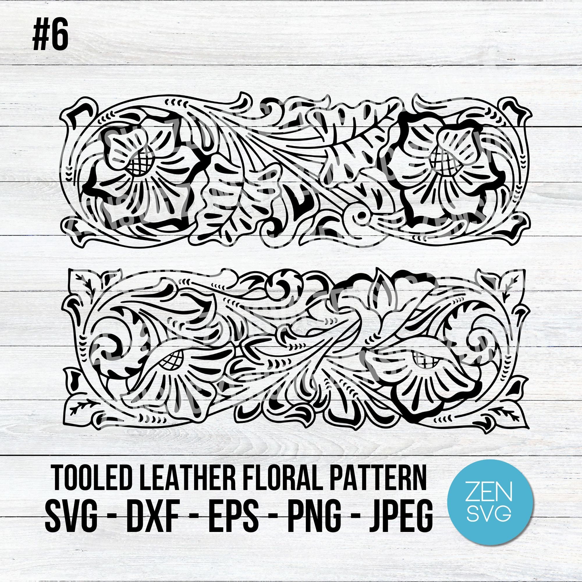 Floral Tooled Leather Pattern for Cutting Machines, Sheridan Style Floral Pattern Svg, Leather Carving Floral Svg Cut File, DIY Floral Vines - Etsy