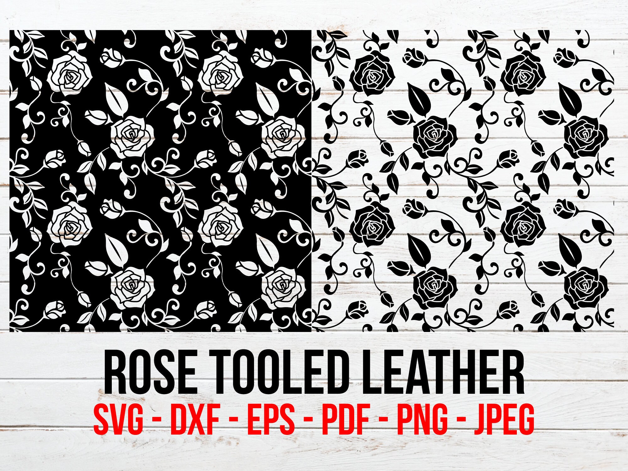 Seamless Rose Pattern Svg Tooled Leather Rose Pattern Svg Cut Etsy