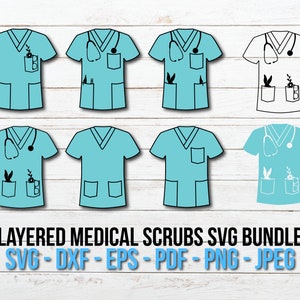 Medical Scrubs SVG Bundle,Doctor Nurse Scrubs Cut File, Dxf, Eps, Png, Pdf, Stethoscope, Nursing, Essential Worker Gift, Medical Mug Tumbler