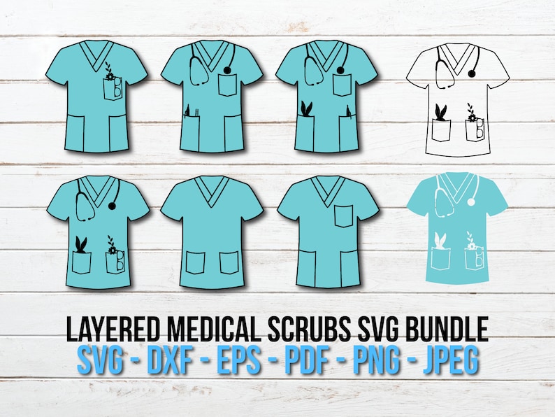 Medical Scrubs SVG BundleDoctor Nurse Scrubs Cut File Dxf Etsy