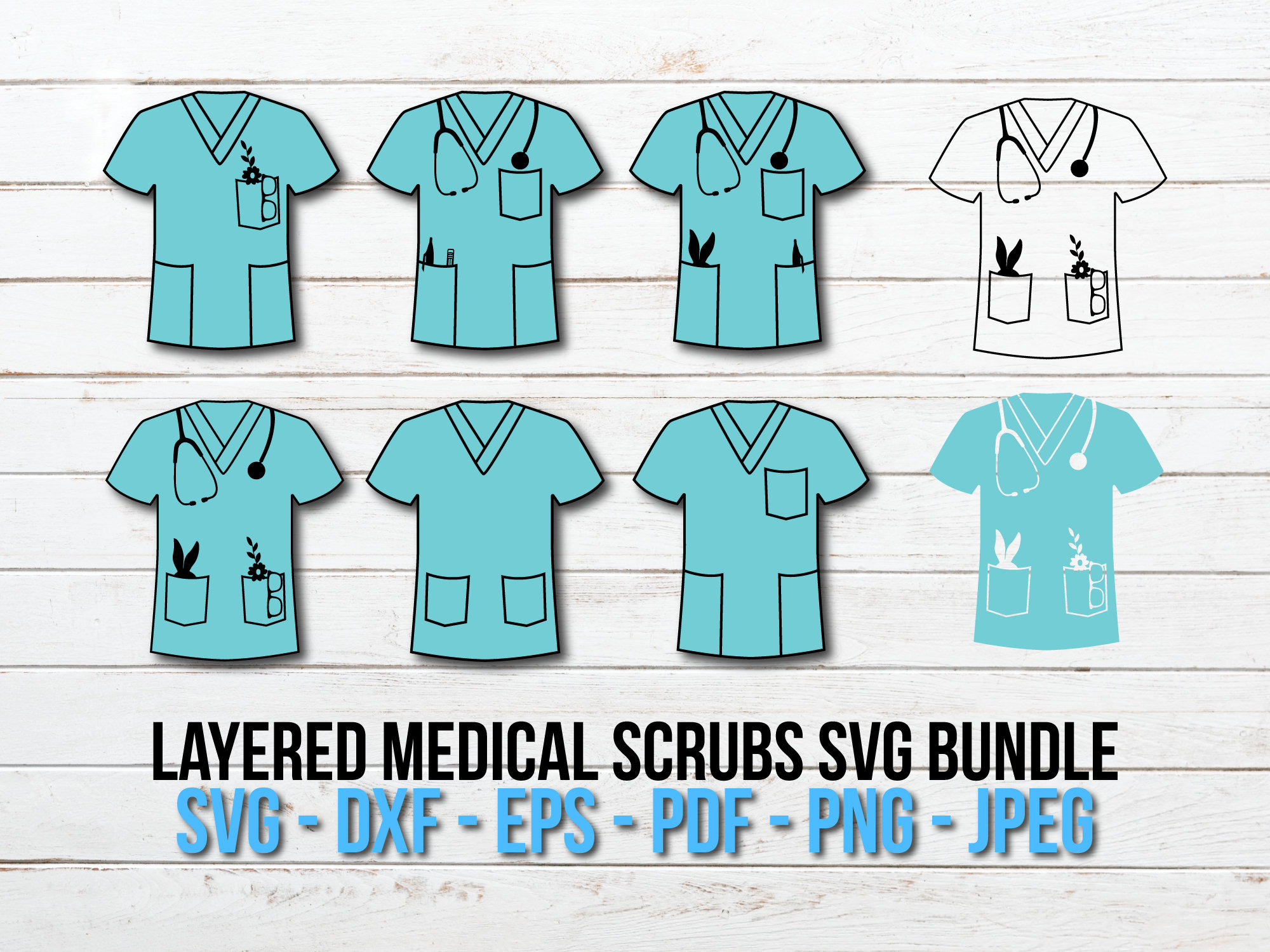 Medical Scrubs SVG Bundledoctor Nurse Scrubs Cut File Dxf Etsy