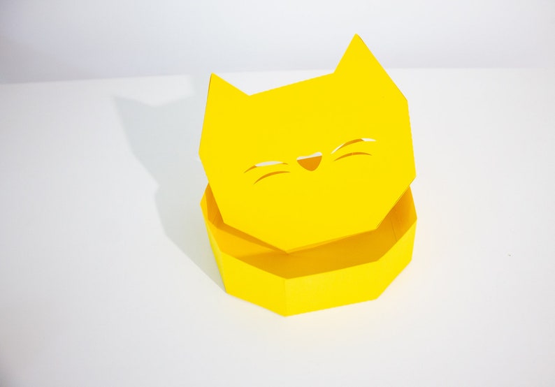 Cat Box Template Svg Cut Files Cat Shaped Favor Box Template Etsy