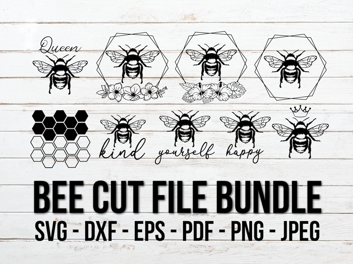 Honey Bee Svg Bundle Queen Bee Cut File Dxf Png Jpg Etsy