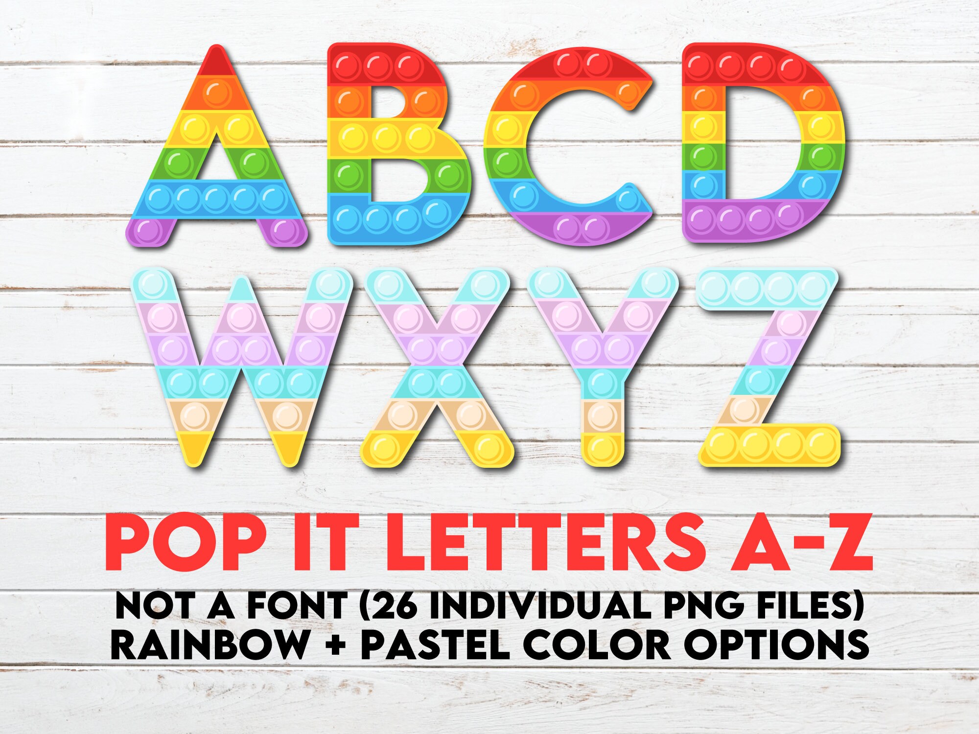 Pop It Alphabet Letters Clipart Pop It Pastel Fidget Toy AZ Etsy México