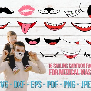 Download Face Mask Svg Animal Mouth Smiling Cartoon Animal Mouths Cut Etsy