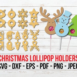 Christmas Lollipop Holder SVG, Reindeer Lollipop Holder Cut File, Santa Candy Holder, Snowflake Candy Holder Svg, Christmas Tree Ornaments