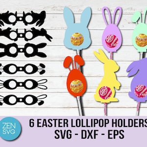 Supports de sucettes de Pâques SVG, porte-suceurs de Pâques SVG, porte-bonbons Svg Cut File, porte-sucettes de Pâques, porte-chocolat Cricut Silhouette