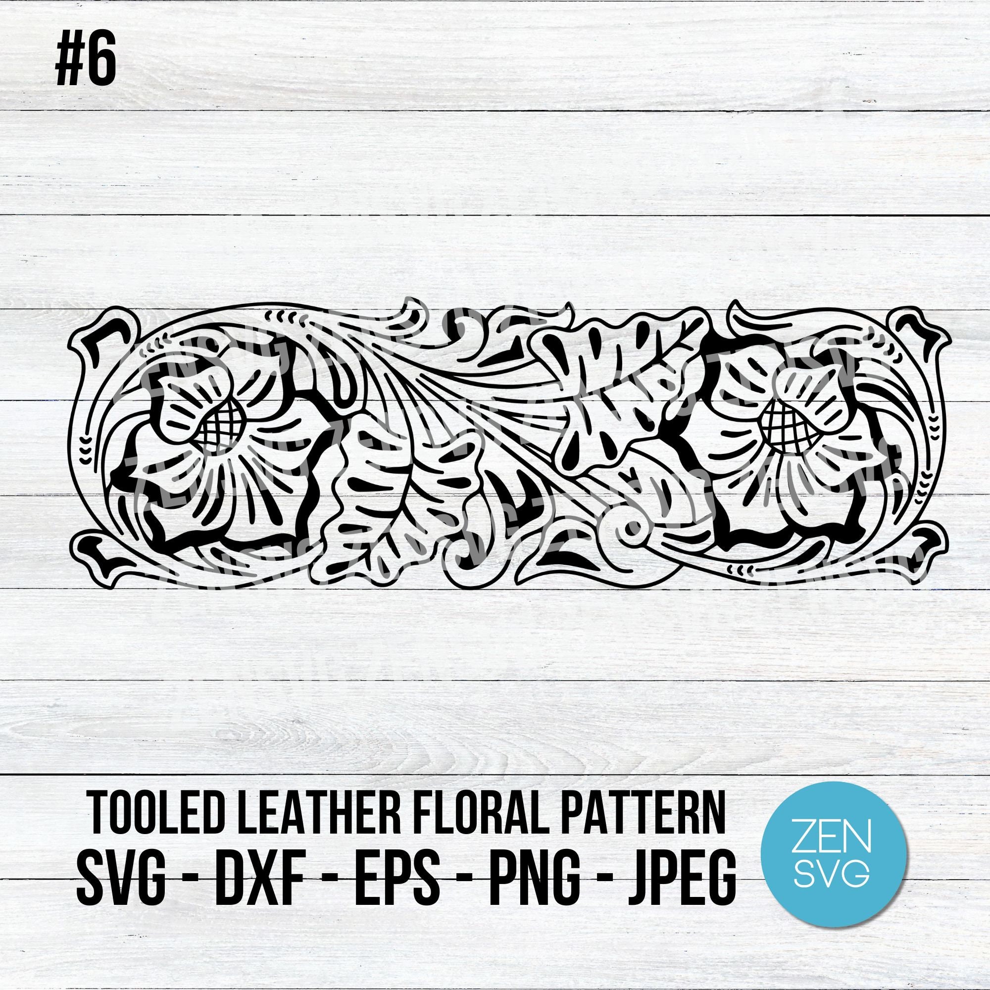 Floral Tooled Leather Pattern for Cutting Machines, Sheridan