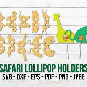 Safari Lollipop Holder SVG, African Animals Lollipop Holder Cut File, Candy Holder Svg, Dxf, Eps, Png, Pdf, Monkey, Zebra, Lion, Giraffe