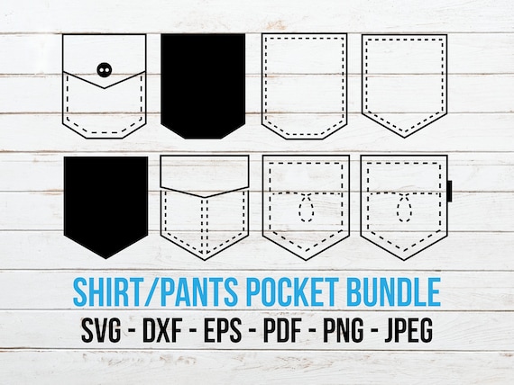 Shirt Pocket Svg Bundle Pocket Template Cut File Pants Etsy