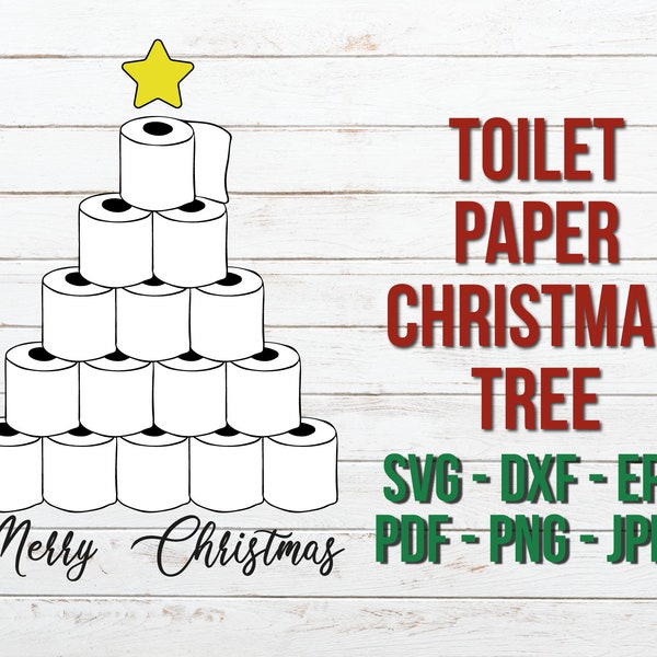 Papier toilette Arbre de Noël Svg, Fichier de coupe d’arbre de Noël de quarantaine, Ornement de Noël en papier toilette 2020, Covid Noël svg, Pandémie