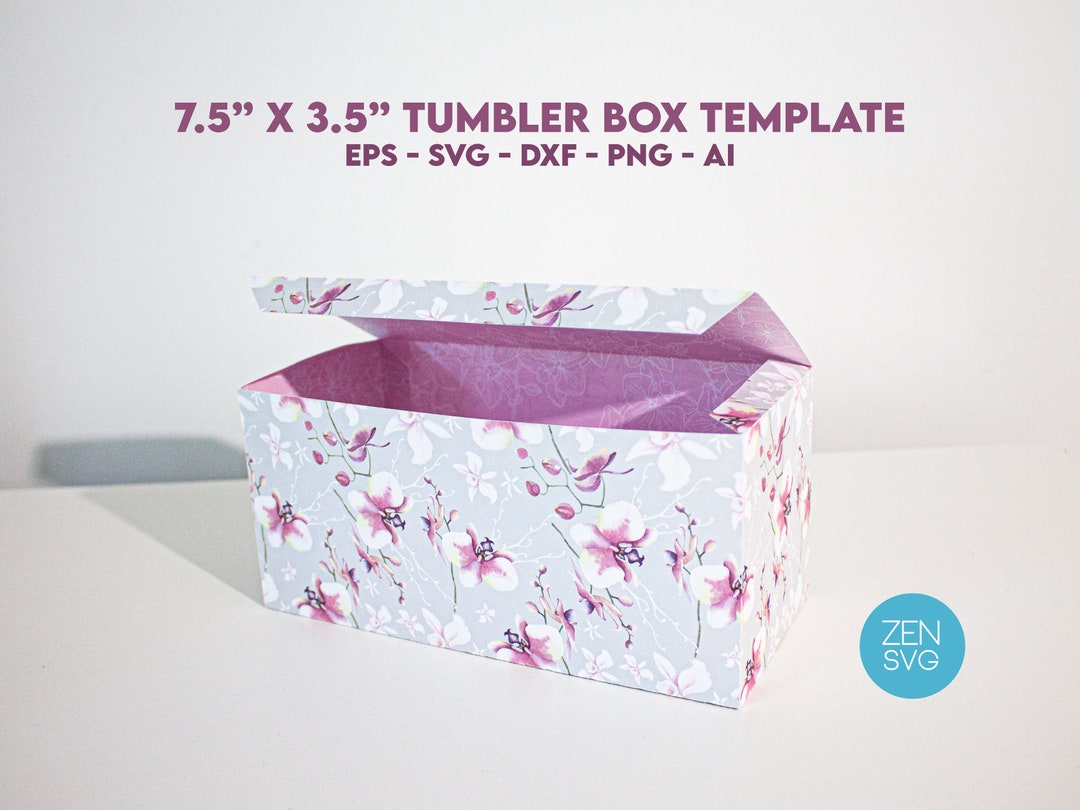 Tumbler Box Template Cut Files, 7.5 X 3.5 Inches Tumbler Box, Svg, Dxf, Eps, DIY Tumbler Gift