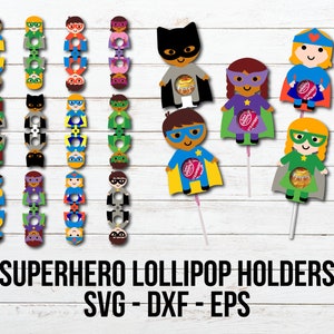 Superhelden Lollipop Halter SVG, Superheld Süßigkeiten Halter SVG geschnitten Datei, süße Superheld Süßigkeiten Halter, Kinder Handwerk geschnitten Datei, Superheld Party