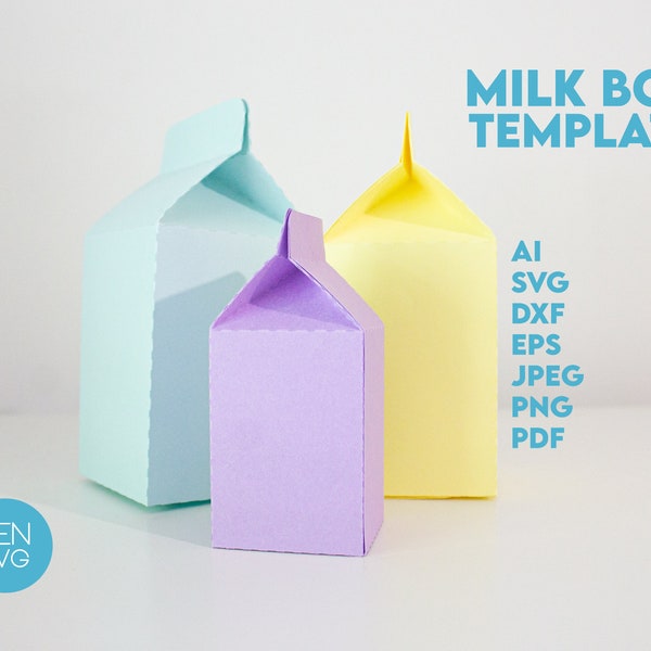 Milk Box Template Svg Cut Files, Milk Favor Box Template, Baby Shower Favor Box, Bbay Shower Milk Box Cut File, Baby Candy Favor Box