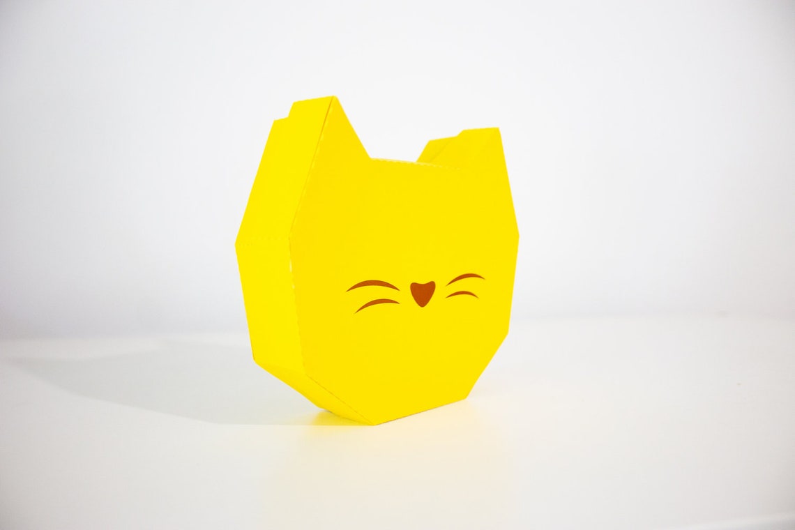 Cat Box Template Svg Cut Files Cat Shaped Favor Box Template Etsy