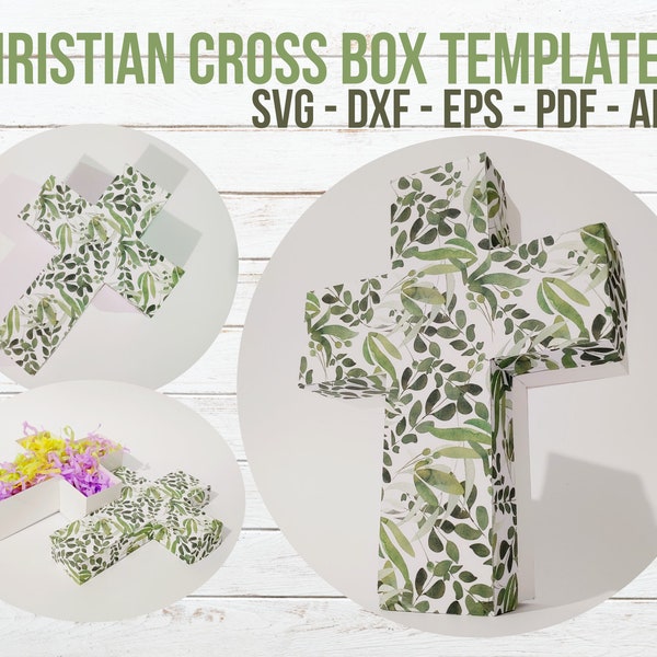 Easter Cross Gift Box Template, Easter Gift Box Template Svg, Christian Cross Shaped Box Template, Silhouette, Cricut, Diy Church Gift Box