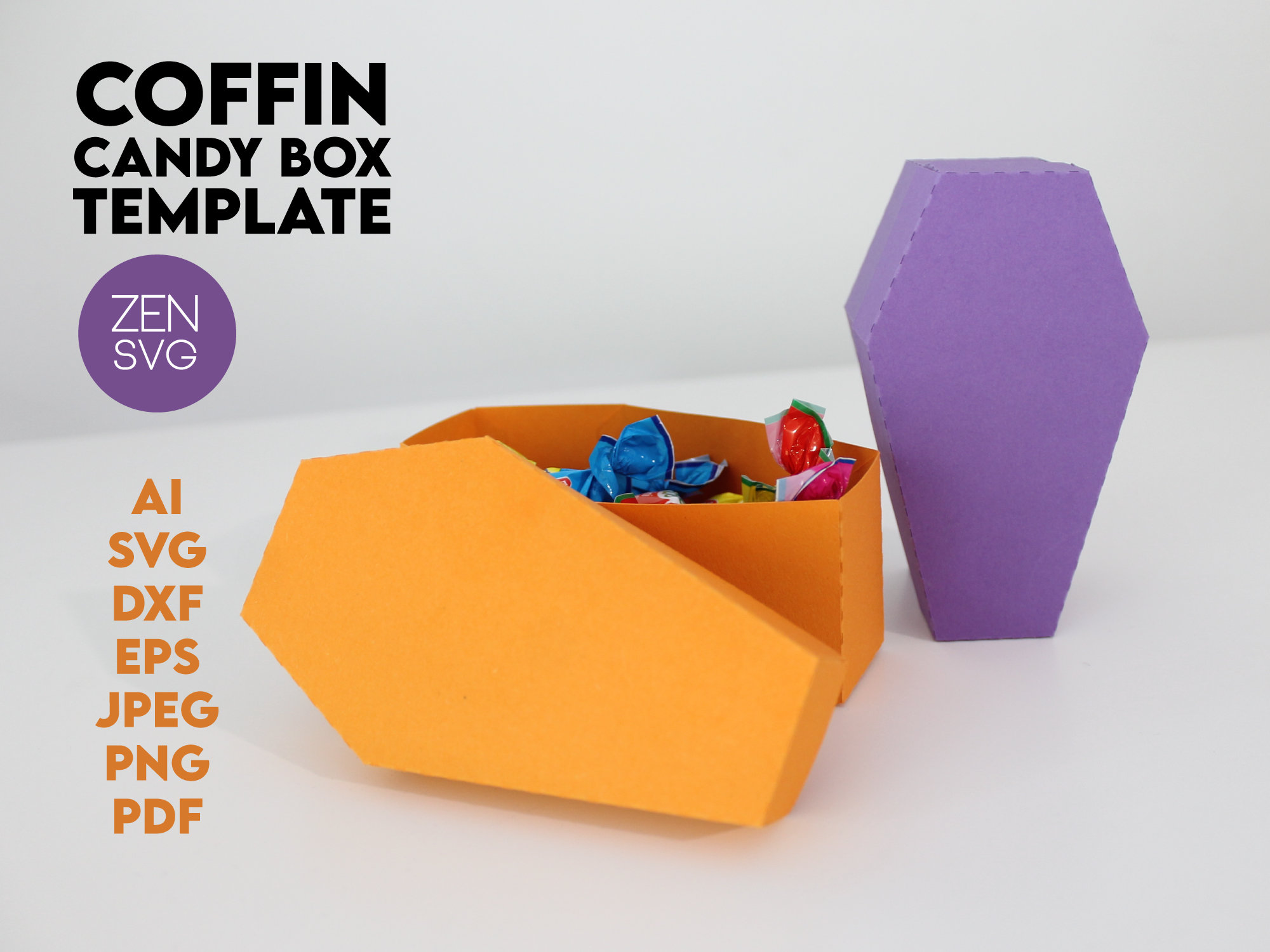 Halloween Candy Box Template Svg Cut Files, Coffin Box Template ...