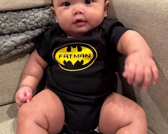 Fatman Baby Onesie Bodysuit - Funny Batman Parody Outfit for Newborn, Gerber Cotton Baby Shower Gift Idea