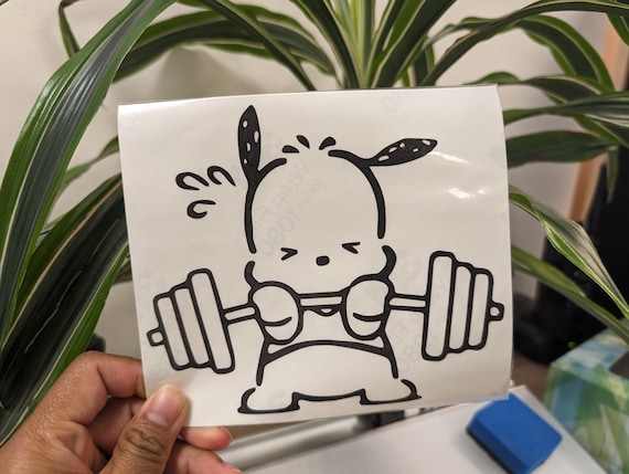 Pochacco Lifting Weight Vinyl Sticker Decal for car | Sanrio | Kawaii | Waterproof | Weatherproof | Gym | Workout | Gift Idea