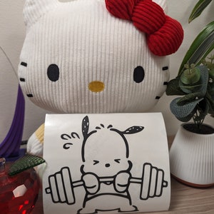 Pochacco Lifting Weight Vinyl Sticker Decal for car | Sanrio | Kawaii | Waterproof | Weatherproof | Gym | Workout | Gift Idea bild 2