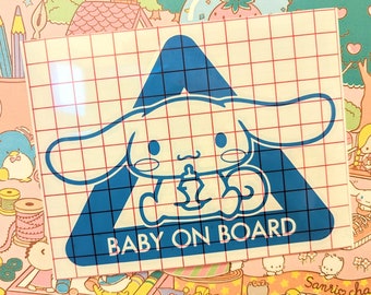 Cinnamoroll Baby On Board Car Decal - Waterproof, Weatherproof, Kawaii, Sanrio, Cute Vinyl Sticker Sign for New Parents