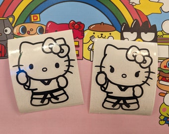 Martial Arts Hello Kitty Vinyl Sticker Decal for car | Black Belt | Sanrio | Kawaii | Waterproof | Weatherproof | Gift Idea