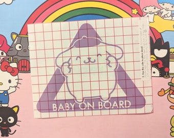 Pompompurin Baby On Board Car Decal - Waterproof, Weatherproof, Kawaii, Sanrio, Cute Vinyl Sticker Sign for New Parents