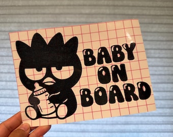 Badtz Maru Baby On Board Car Decal - Waterproof, Weatherproof, Kawaii, Sanrio, Cute Vinyl Sticker Sign for New Parents