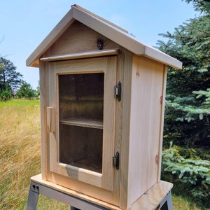 Wooden Lending Library or Free Pantry with Adjustable Shelf