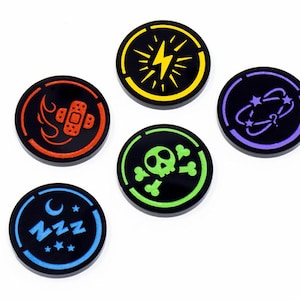 Efeitos de condição / Tokens de status acrílicos (pretos) compatíveis com Pokémon TCG