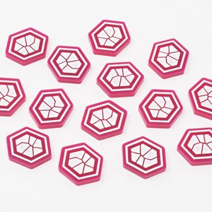 Keyforge Compatible Aember / Amber Acrylic Tokens (Shocking Pink)