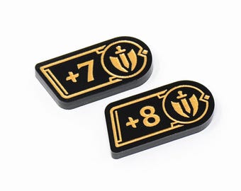7/8 MIGHT + Plus positive modifiers (double sided) tokens compatible with RIFTBOUND TCG
