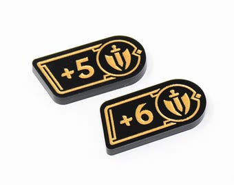 5/6 MIGHT + Plus positive modifiers (double sided) tokens compatible with RIFTBOUND TCG