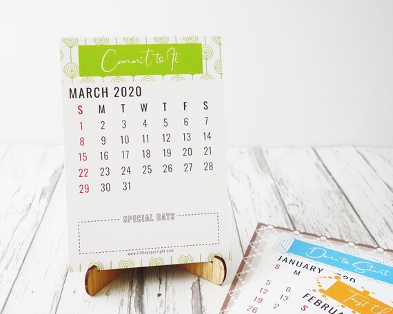 2020 Desk Calendar With Inspirational Quotes Bamboo Stand Etsy